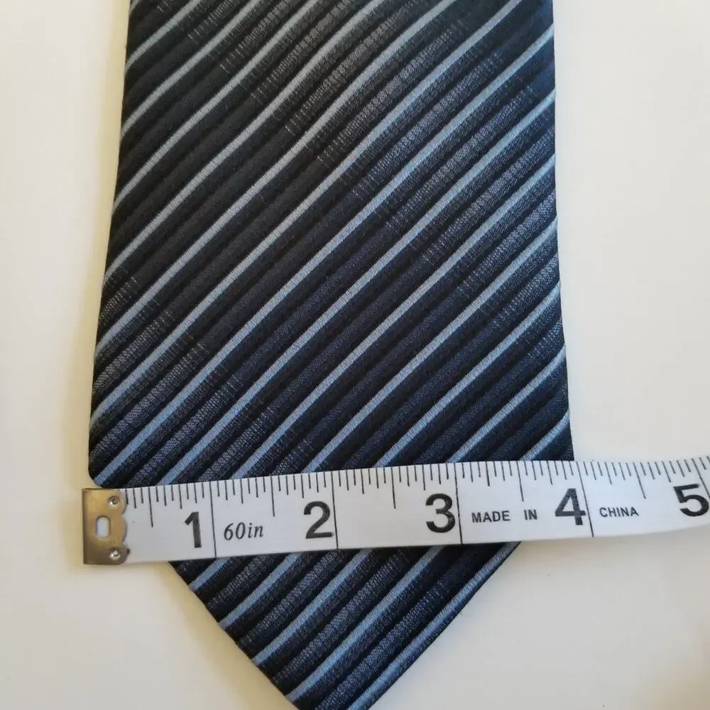 Burma Bibas All SIlk Men's Tie Excellent! Blue Stripe